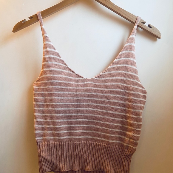Pink and white stripped tank (cropped) - Picture 3 of 3